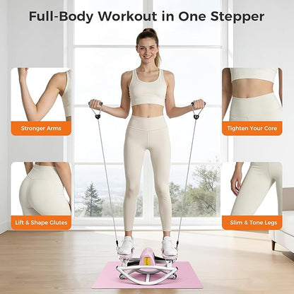 Rock Stepper Side to Side Low Impact Stair Stepper,Quiet Steppers for Exercise at Home with Resistance Bands & Non-Slip Mat – Exercise Step Balance Board Workout Equipment for Apartment & Living Room