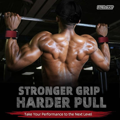 Frelaxy Lifting Wrist Straps, Rubber Weight Lifting Grips with Non-Slip Palm & Wrist Wraps Support for Deadlifts, Pull Ups, Rows, Heavy Powerlifting, Lat Pulldowns