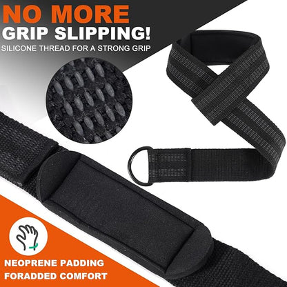 Lifting Straps and Wrist Wraps, 24" Lifting Wrist Straps Padded Neoprene for Weightlifting, Powerlifting, Deadlifts 18" Weightlifting Wrist Wraps with Heavy Duty Thumb Loop for Strength Training, Bodybuilding
