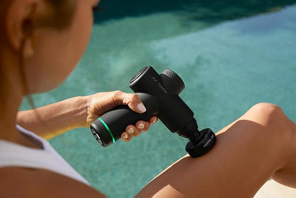 Hyperice Hypervolt Go 2 - Black - Featuring Quiet Glide Technology - Handheld Percussion Massage Gun - 3 Speeds, 2 Interchangeable Heads - Helps Relieve Sore Muscles and Stiffness