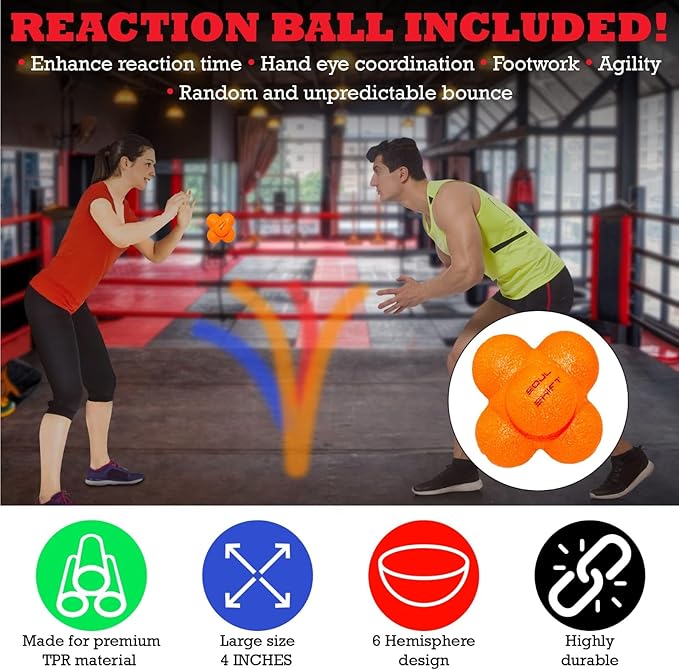Soul Shift - Boxing Reflex Ball – Dual Competition Set | 2 Adjustable Headbands + 2 Training Balls + App Included | Speed, Agility & Hand-Eye Coordination for Adults & Kids | MMA Training Equipment