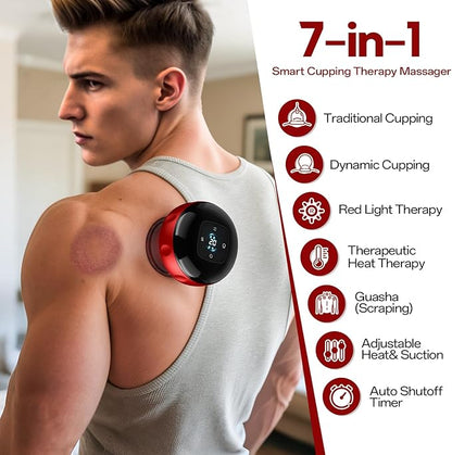2 Pack Cupping Set, Smart Cupping Therapy Massager, 7 in 1 Red Light Cupping Therapy Set with 2 Modes for Targeted Pain Relief, Muscle Soreness,Tighter Skin,Cupping Kit with 12 Levels Suction and Heat