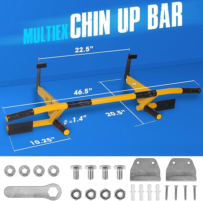 STOZM MultiEx Chin Up Bar – Doorway Chin Up Bar with Multiple Color Options, Push Up Capability, TPE-Protected Grip Positions, Smart Locking Mechanism and 450lbs Weight Capacity