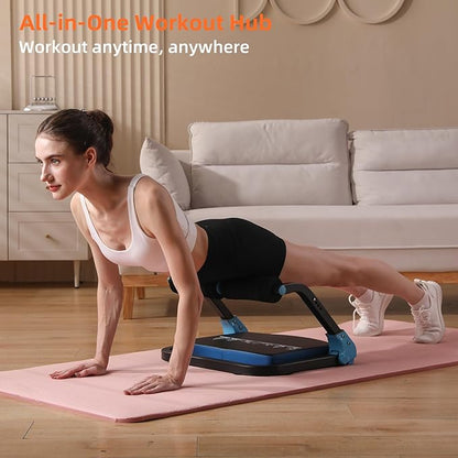 Ab Machine with Resistance Bands for Abdominal Exercise - 3 Levels Adjustable Sit-Up Exercise Equipment for Home Gym, Core & Full Body Workout