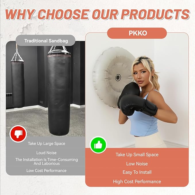 PKKO Boxing Punching Wall Target Bag Adjustable Height, Silent, Anti-Slip Home Use (Adult & Kids Universal) Stress Relief Training Equipment Workout Equipment Boxing Game Home Gym