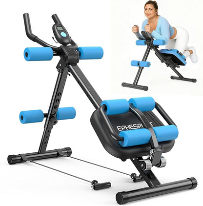 EPHESPORT Multifunctional Ab Machine, Crunch & Sit-Up Core Trainer for Stomach & Ab Workout, Adjustable & Foldable Exercise Equipment, Knee/Back Support, Full Body Workout for Home Gym
