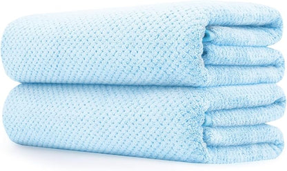 2 Pack Oversized Bath Towel Set 35in x 70in Bath Sheets for Shower Pool Beach Bathroom Super Absorbent Soft Quick Dry Blue Towels(2PCS Blue)