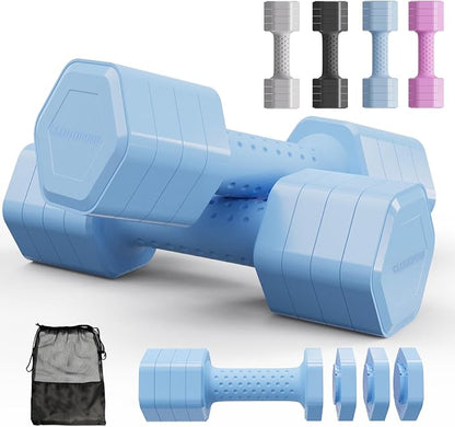Adjustable Dumbbell Set of 2, 4 in 1 Free Weights Dumbbells Set, Hand Weights for Women at Home, 5 lb Dumbbells Set with Non-slip Comfort Handle for Home Gym Exercise Workout Training