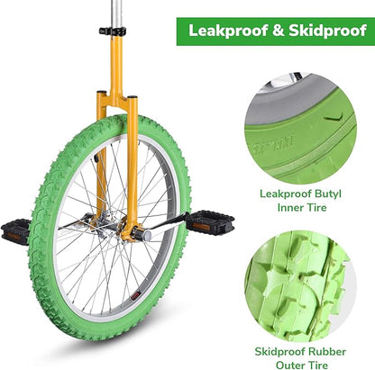 AW 16/18/20/24 Inch Wheel Outdoor Unicycle Adjustable Seat Exercise Bicycle Fit Adults Kids Outdoor Sports Fitness Exercise, for Choice