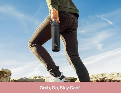 POWCAN 26 oz Insulated Water Bottle with 2-in-1 Straw and Spout Lid, Keep Cold 24H, Leak-Proof, Fits in Car Cup Holder, Stainless Steel Water Bottle for Sports, Travel, Gift, and School (Rosy Bouquet)