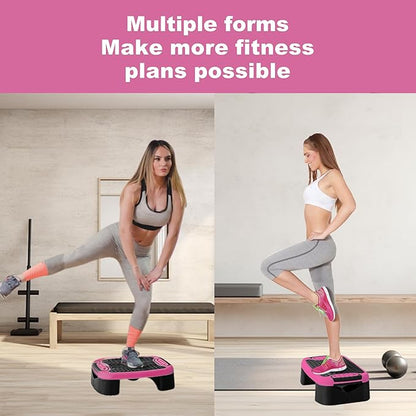 4-In-1 Balance Board and Stepper Exercise Platform - Aerobic Step Adjustable Home Workout Slant Board, Non Slip Soft cushion - With Home Workout Suggestions
