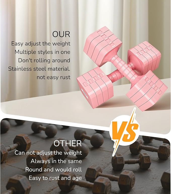 16LBS/20LBS Dumbbells Sets Adjustable Dumbbell Set Hand Weights for Women Men Free Weights Dumbbells Set Exercise Fitness dumbbell sets of 2 for Home Gym Workout Strength Training Equipments