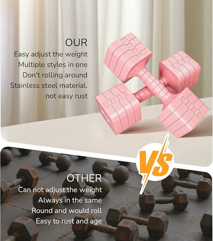 16LBS/20LBS Dumbbells Sets Adjustable Dumbbell Set Hand Weights for Women Men Free Weights Dumbbells Set Exercise Fitness dumbbell sets of 2 for Home Gym Workout Strength Training Equipments