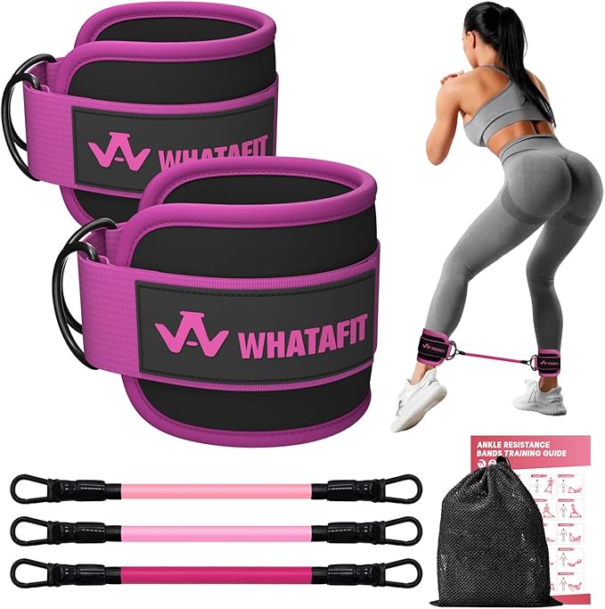 WHATAFIT Resistance Bands Set with Handles - Exercise Bands Home Gym Strength Training Equipment, Includes Door Anchor & Ankle Straps for Full Body Workout Bands, Physical Therapy