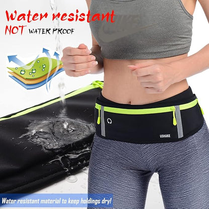 USHAKE Slim Running Belt, Workout Fanny Pack for Men Women,Exercise Waist Pack for Apple iPhone Holder, Runner Belt for Running Walking Cycling Camping Gym