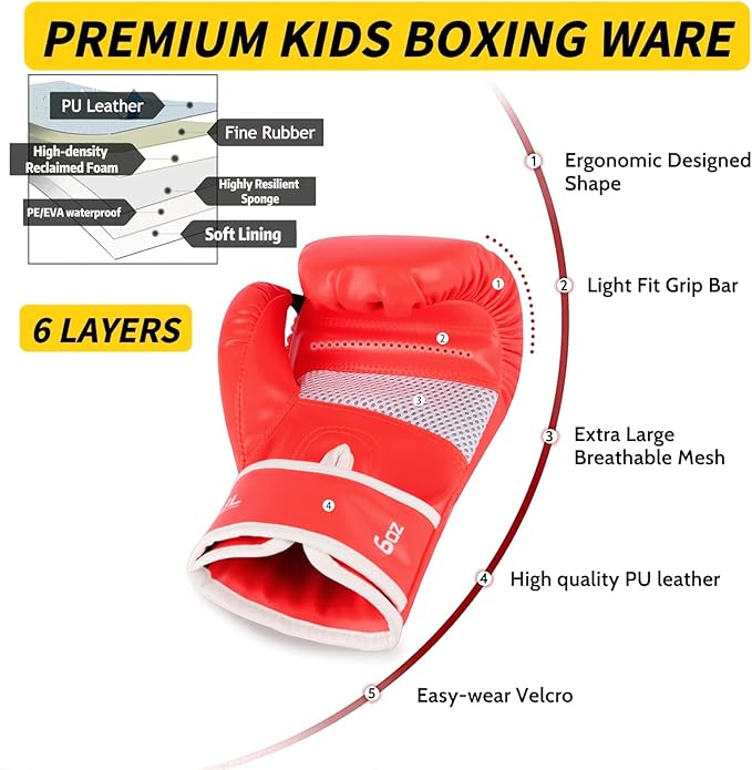 Upgrade Kids Boxing Gloves for 3-8 Year Boys and Girls, Toddler Boxing Gloves for Kids Training, Boxing Gloves Kid Sparring for Punching Bag, Kickboxing, Muay Thai, MMA