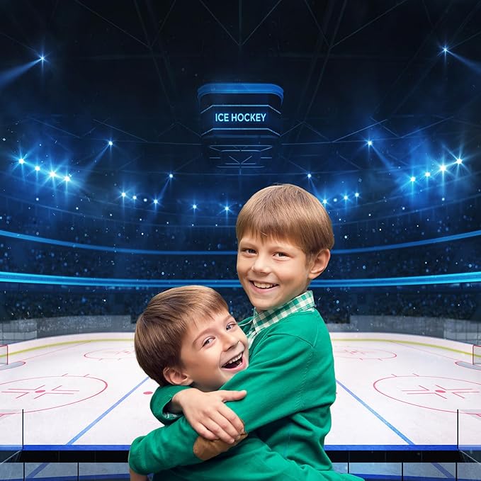 Ice Hockey Sports Backdrop Hockeys Stadium Arena Ice Rink Photography Background Stage Lights Spotlight Match Games Backdrop Decors ICES Hockeys Stadium Backgroup Banner Props 10x6.5ft