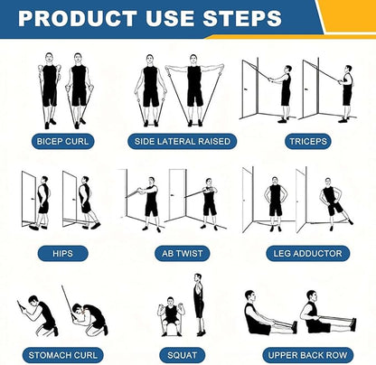 Resistance Bands Set, Exercise Bands for Working Out with Door Anchor/Handle/Ankle Strap/Pouch