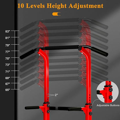 DlandHome Power Tower Pull Up Dip Station Multi-Function Fitness Equipment for Strength Training Adjustable Height Dip Stand for Home Gym