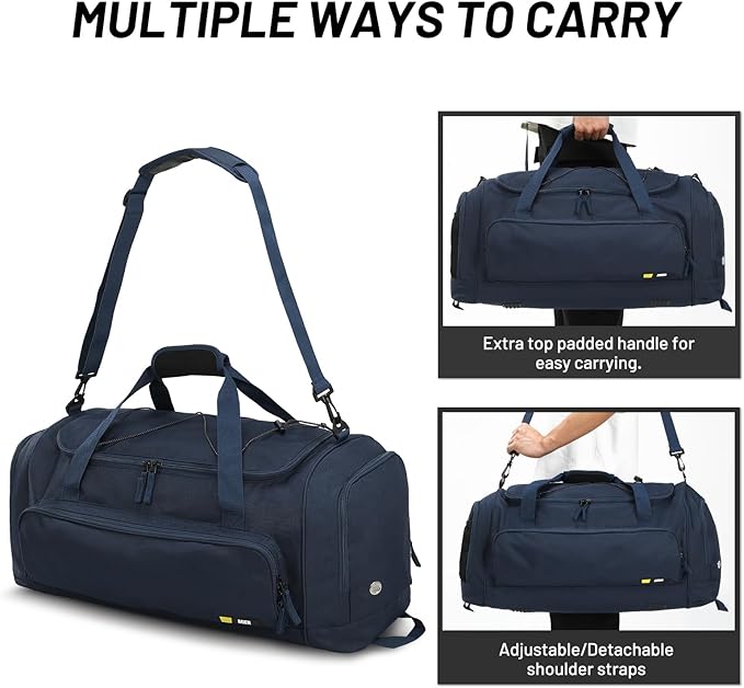 MIER Large Gym Bag for Men Sports Duffle Bag with Shoe Compartment 60L Lightweight Duffel Bags for Workout Fitness Travel, Blue