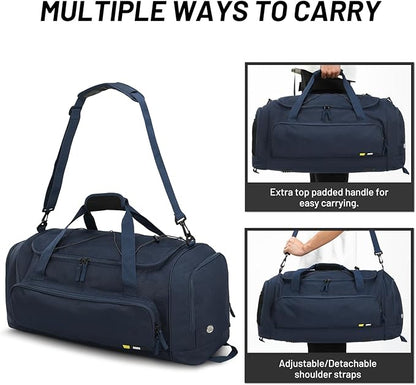 MIER Large Gym Bag for Men Sports Duffle Bag with Shoe Compartment 60L Lightweight Duffel Bags for Workout Fitness Travel, Blue