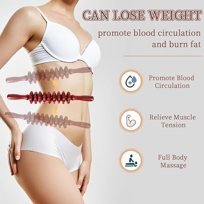 Liitrton Manual Wooden Fascia Massage Roller Trigger Points for Release Cellulite Sore Muscle Blasting (Red)