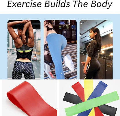Resistance Loop Bands 5 Pack, Non-Slip Non-Roll TPE Exercise Bands for Yoga, Pilates, Home Workout, Strength Training, Stretching, Ideal for Glute, Leg, Arm, Hip Fitness