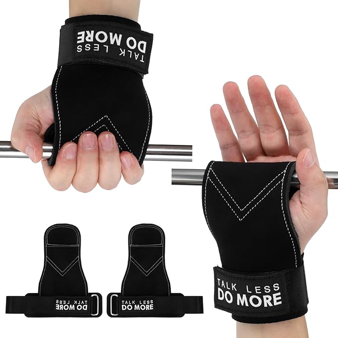 Weight Lifting Wrist Strap, 1 Pair Double Layer Leather Wrist Wraps for Gym Strength Training Weightlifting Deadlift Powerlifting Neoprene Padded Workout Gym Straps for Men Women