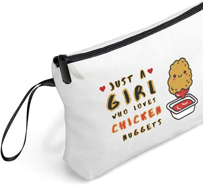 Chicken Nugget Foodie Funny Food Quirky Birthday Gifts for Friend Sisters Women Daughter Girl Teen Small Cosmetic Makeup Bag Christmas