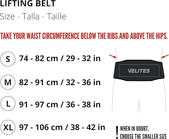 Velites - Weightlifting Lumbar Support Belt - Official of the Royal Spanish Weightlifting Federation - Extra-adherent Velcro - For Deadlifts, Squats, Snatches and Cleans