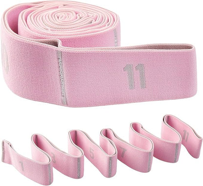 11 Loops Stretch Strap Stretch Band for Yoga Pilates Ballet Exercise and Gymnastics Non-Slip Fabric Resistance Band for Mobility Strength Training Leg Stretcher Belt Dance and Fitness