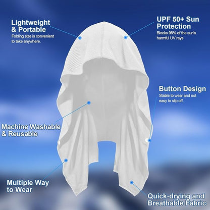 Sukeen Cooling Hoodie Towel, Cooling Towels for Neck and Face Quick Drying Absorbent, UV Protection Cooling Neck Wraps, Sport Workout Camping Cycling Cooling Towel