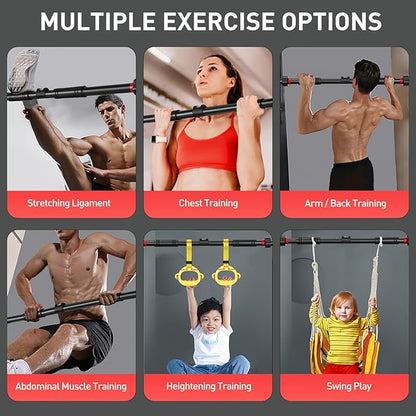 Operitacx Adjustable Doorway Pull up Bar with Secure Locking Comfortable Grip Strength Training Bar for Home Gym Portable Fitness Equipment for Upper Body Workout and Stretching