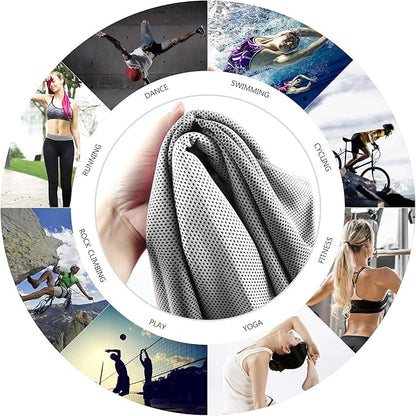 2 Packs Cooling Towel (40"x 12"), Microfiber Cool Towel, Soft Breathable Chilly Towel Stay Cool for Yoga, Sport, Gym, Camping, Fitness, Running & More Activities, Grey