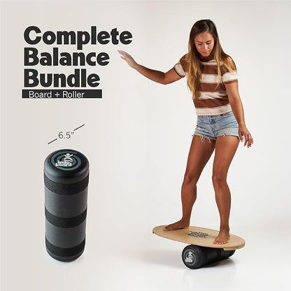 The Original Indo Board - Balance Board Trainer for Core Strength, Stability & Athletic Performance - Surfing, Skateboarding, Snowboarding, Yoga, Physical Therapy & More. Includes Board and Roller.