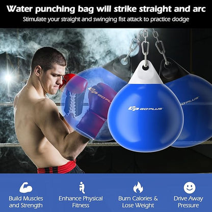 Goplus Water Aqua Bag, 21'' 180 Pound /18” 110 Pound Heavy Punching Bag with Adjustable Metal Chain, Water Injection Hose, Boxing Training Bag for Adults Fitness, MMA