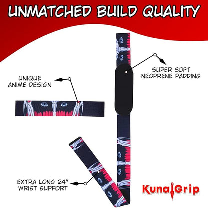 Anime Lifting Straps - Padded Wrist Straps for Weightlifting, Bodybuilding, Gym Workouts, Powerlifting, Deadlifts & Fitness (Soft Cotton 23.5 inch, 1 Pair)