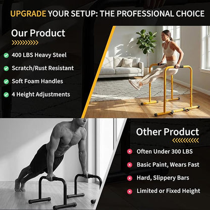 NEWBULIG Dip Bar Station, Adjustable Pull Up Bar for Doorway with Soft High-Density Foam Handles, Heavy Duty Dip Stands for Home, Gym, Patio, Office