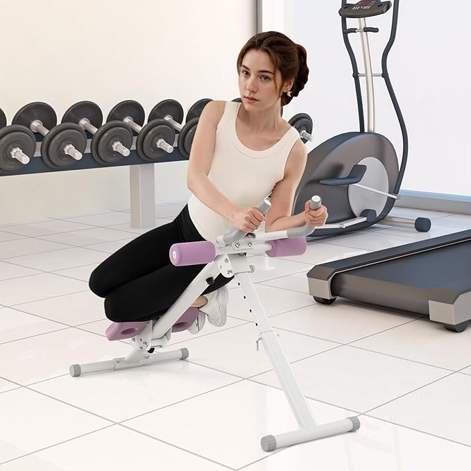 GYMAX Ab Workout Equipment, Adjustable Ab Machine for Whole Body Home Exercise with LCD Monitor, Big Knee Pads & Foam Cover, Core Ab Stomach Trainer for Home Gym Strength Training