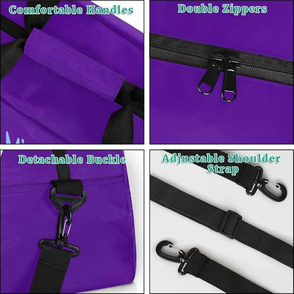 Personalized Martial Art Bag Duffel Bag for Boys Girls, Custom Taekwondo Karate Bag for Travel Weekender Practice Blue Purple