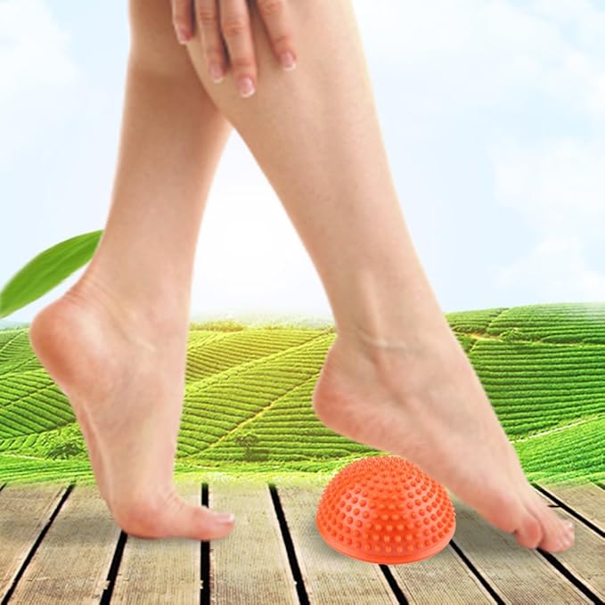 VGEBY1 PVC Semi-Circular Durian Ball Inflatable Half Yoga Balls Massage Point Fitball Exercises Trainer Fitness Balance Ball(Orange)