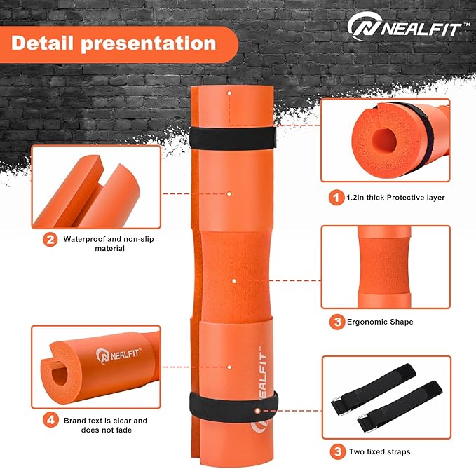 Barbell Pad Squat Pad for Squats—Squat Bar Pad—Great for Weightlifting,Lunges and Hip Thrusts—Foam Sponge Pad—Fit Standard and Olympic Bars Perfectly