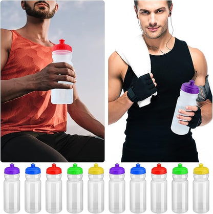 100 Pack Water Bottles Bulk 20 oz Reusable Plastic Water Bottles with Pull Top Cap Dishwasher Safe Sports Drinking Bottle for Fitness, Hiking, Cycling, or Gym Workout