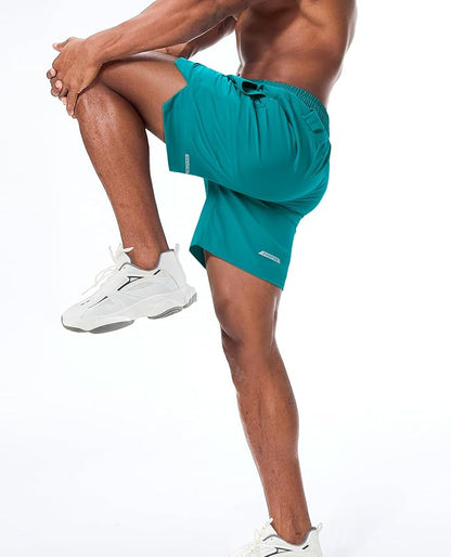 Running Shorts for Men 7 inch Inseam 2 in 1 Quick Dry Athletic Gym Workout Tennis Shorts with Phone Pockets