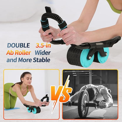 2026 Upgraded Automatic Rebound Ab Roller with Elbow Support, Dual Wide Wheel Ab Workout Equipment for Core Strength Training, Silent Ab Wheel for Beginners Men Women Home Gym Fitness
