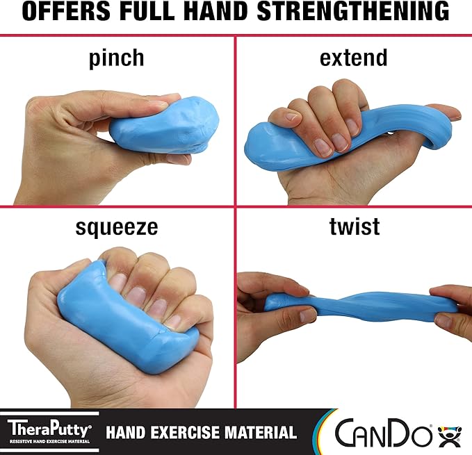 CanDo TheraPutty Standard Hand Exercise Putty For Rehabilitation, Exercises, Hand Therapy, and Occupational Therapy. Use To Strengthen Hand Muscles, Improve Fine Motor Skills, And Decrease Stress