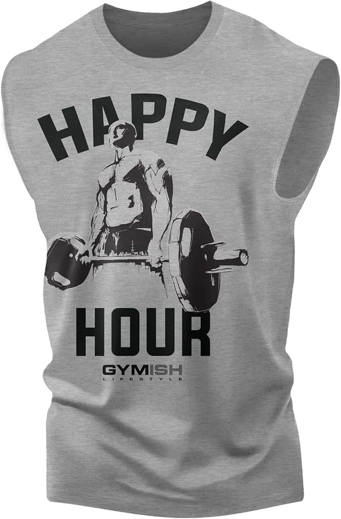 Gymish Lifestyle Happy Hour Deadlift Work Out T-Shirt, Weightlifting Gym Shirts
