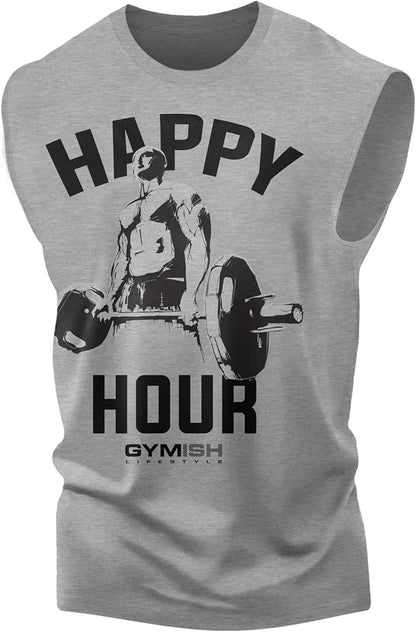 Gymish Lifestyle Happy Hour Deadlift Work Out T-Shirt, Weightlifting Gym Shirts