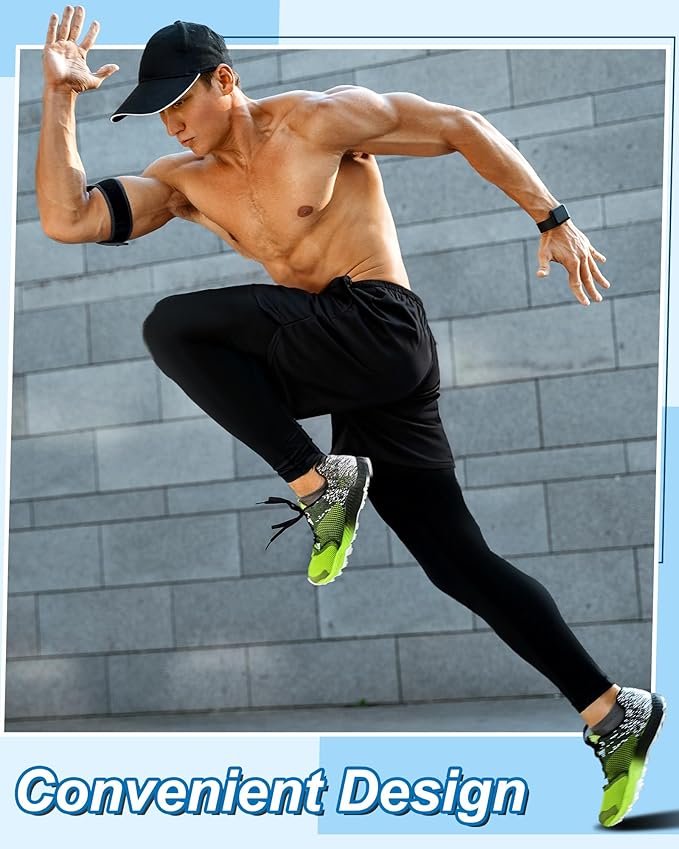 3 Pcs Men's 2 in 1 Athletic Running Pants Quick Dry Gym Workout Compression Pants with Pockets Towel Loop