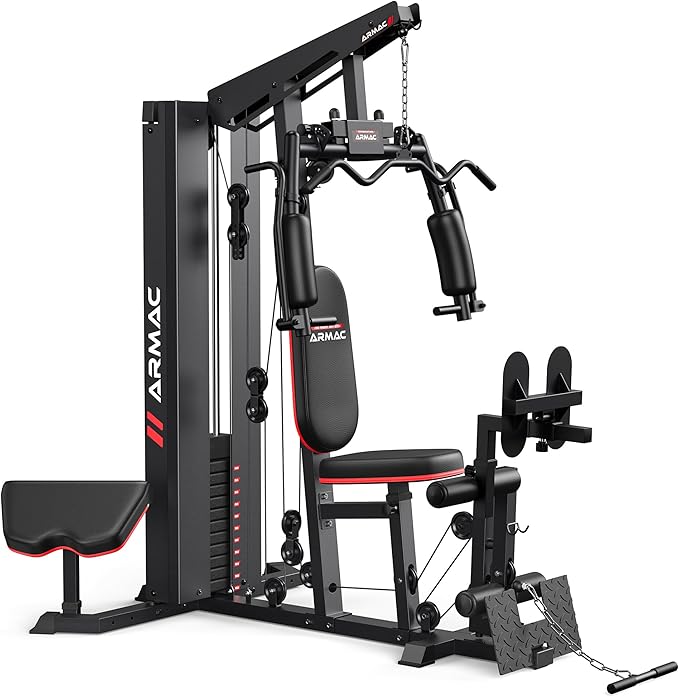 Sportsroyals Home Gym, Multifunctional Gym Equipment, Workout Equipment with 150LBS Weight Stack, for Leg Press, LAT Pull Down, Chest Presses
